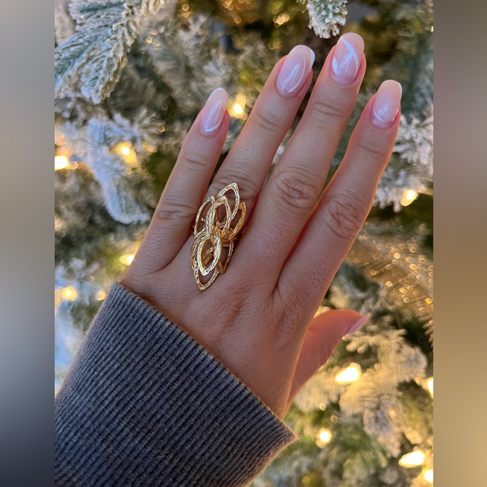 Vintage 18kt HGE abstract floral ring